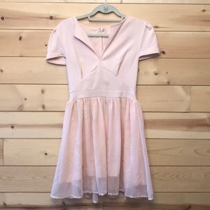 Pink chiffon Tobi short skater dress size M